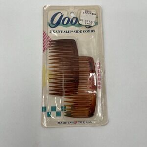 Vintage Goody 2 KANT-SLIP‎ Hair Side Combs Sealed 1989 Tortoise Shell 3" NOS